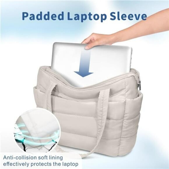 TOPDesign Puffer Tote Bag Quilted Lightweight Shoulder Bag for Work Travel - Picture 6 of 7